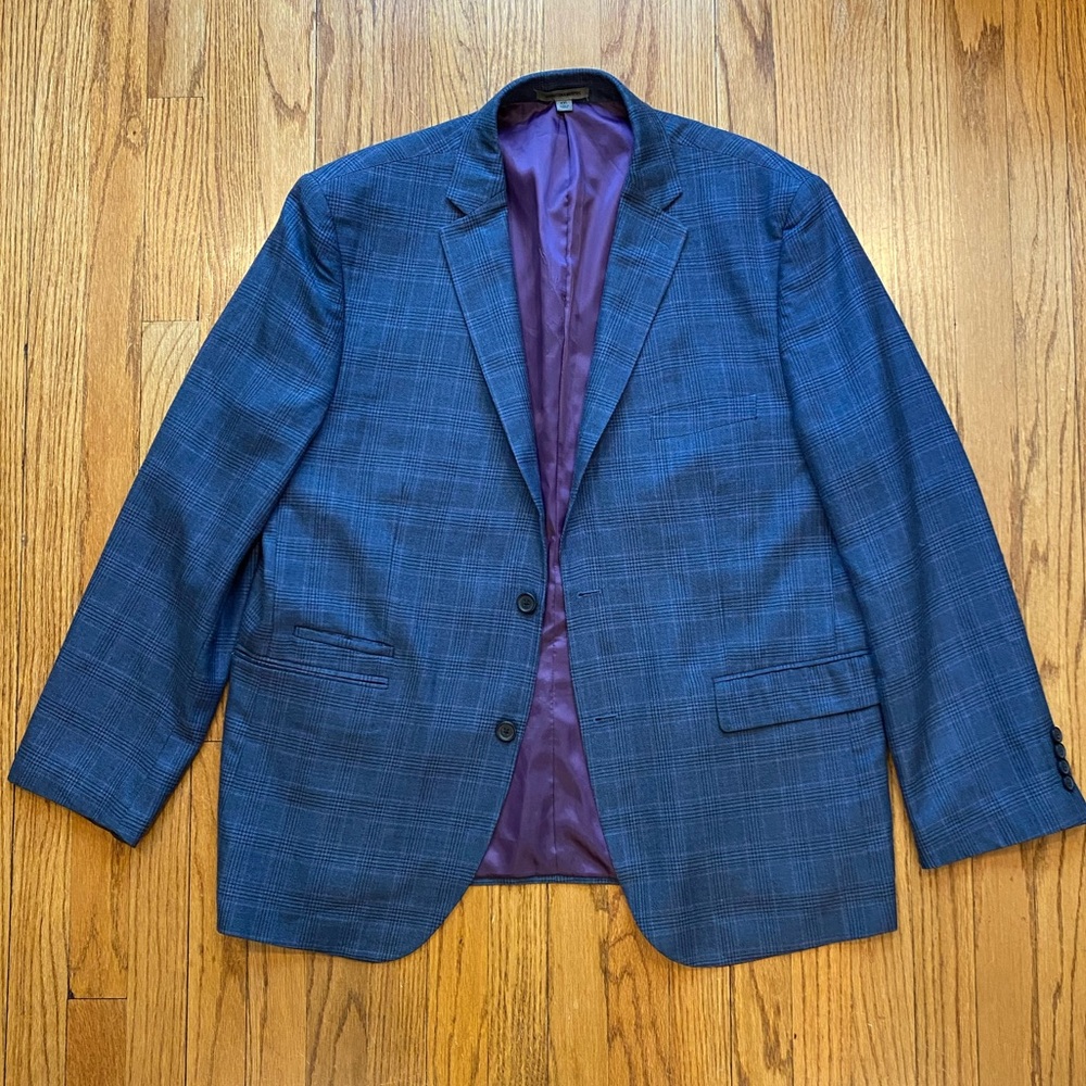 Johnston & Murphy Navy Plaid Sport Coat